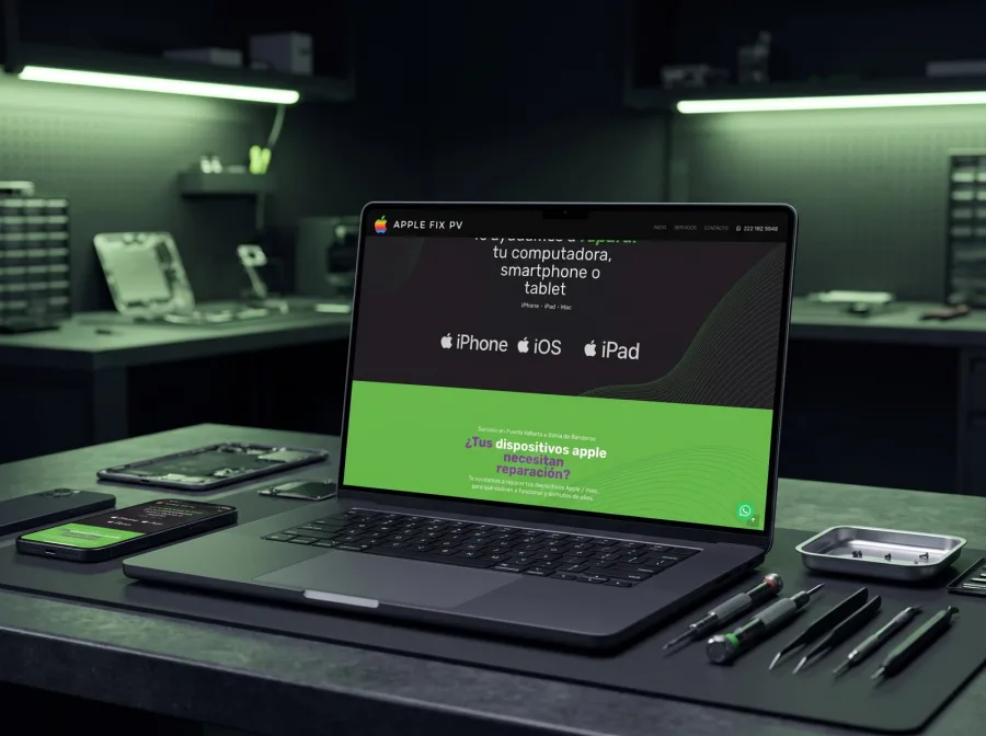 Página web para Apple Fix PV — diseño por Jan Pérez