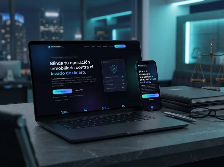 Página web para Heriberto Zamora · PLD — diseño por Jan Pérez