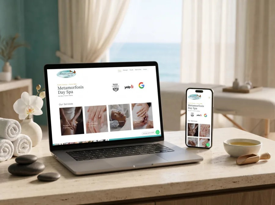 Página web para Metamorphosis Day Spa — diseño por Jan Pérez