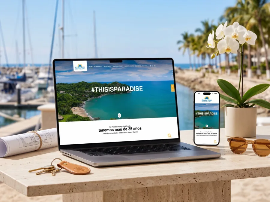 Página web para Paradise Village Real Estate — diseño por Jan Pérez
