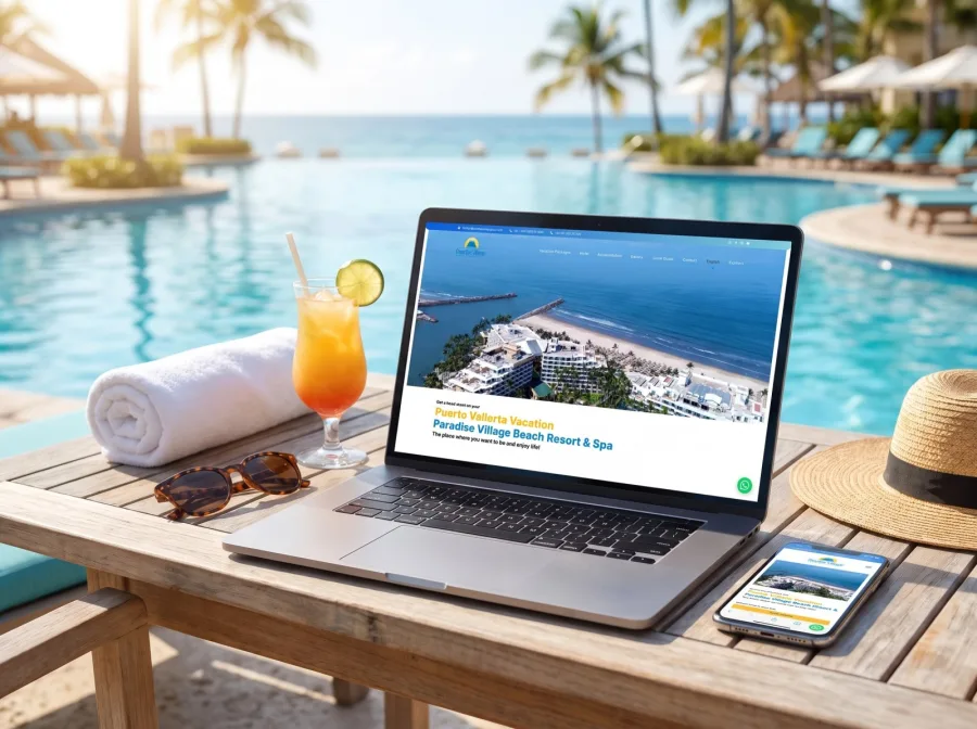 Página web para Paradise Village — diseño por Jan Pérez